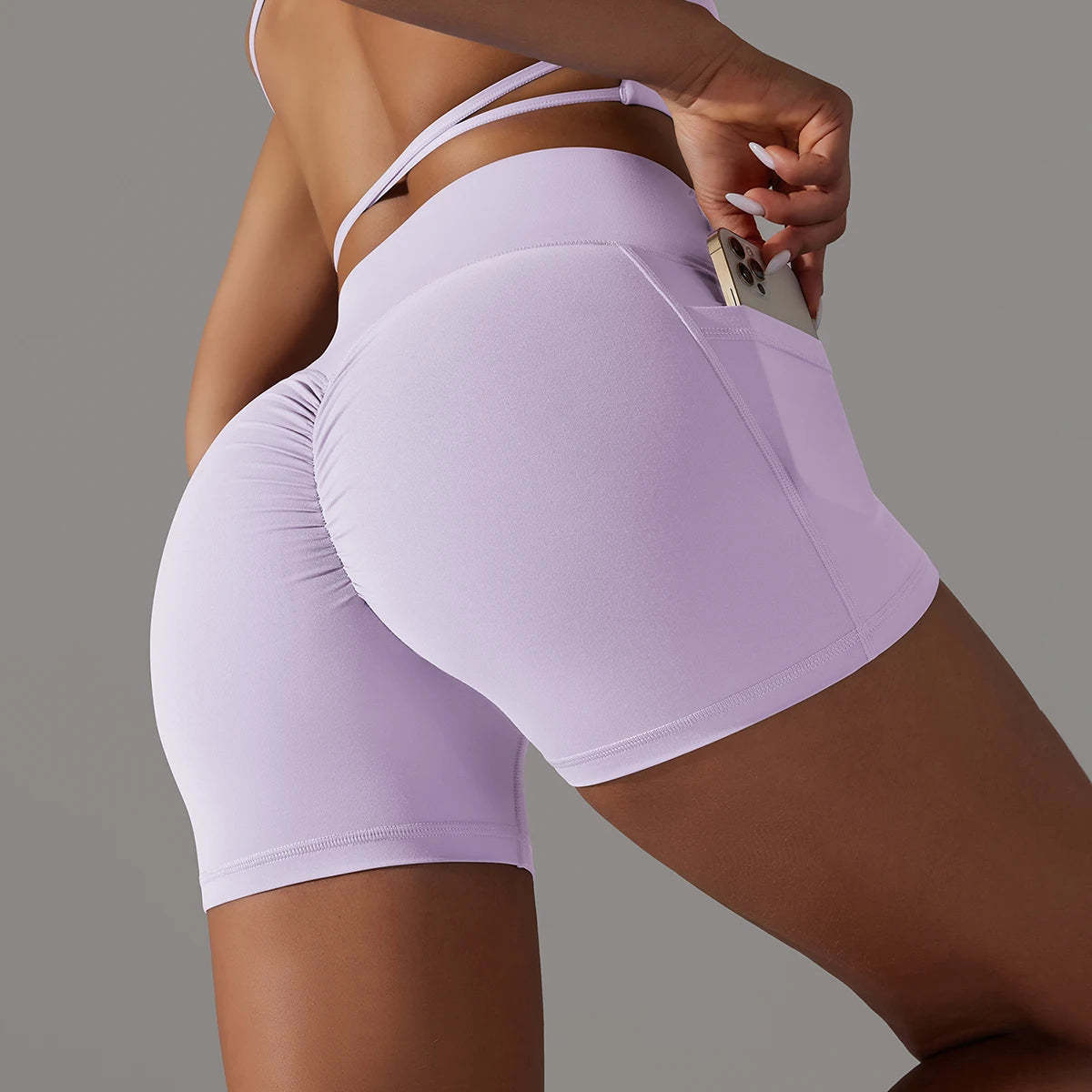 Cross Waist Naked Feel Yoga Shorts