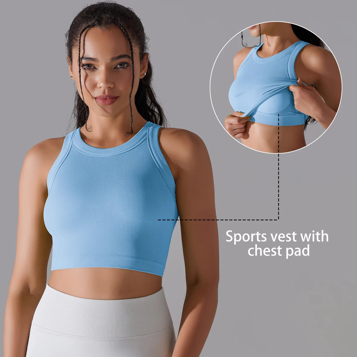 Seamless High Elastic Sports Vest with Pad