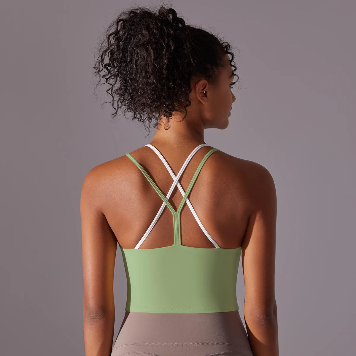 Women's Triangle Backless Sports Bra with Chest Pad