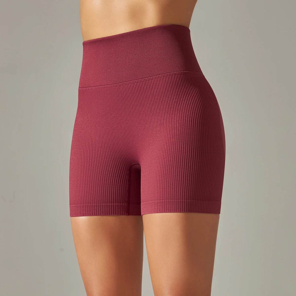 Ribbed Seamless High Waist Yoga Shorts