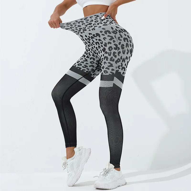 High-Waist Leopard Seamless Yoga Leggings